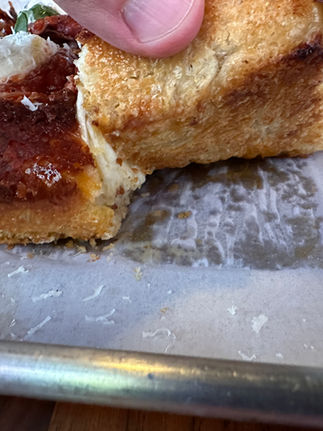 crust detail for detroit style pizza from sams square pie in indiana
