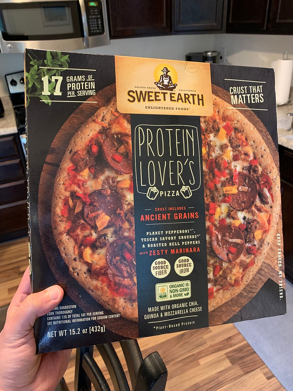 photo of sweet earth protein lover pizza box