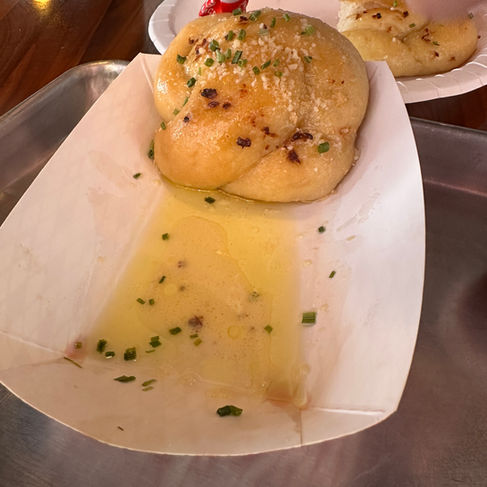 garlic butter on garlic knots sams square pie pizza indianapolis