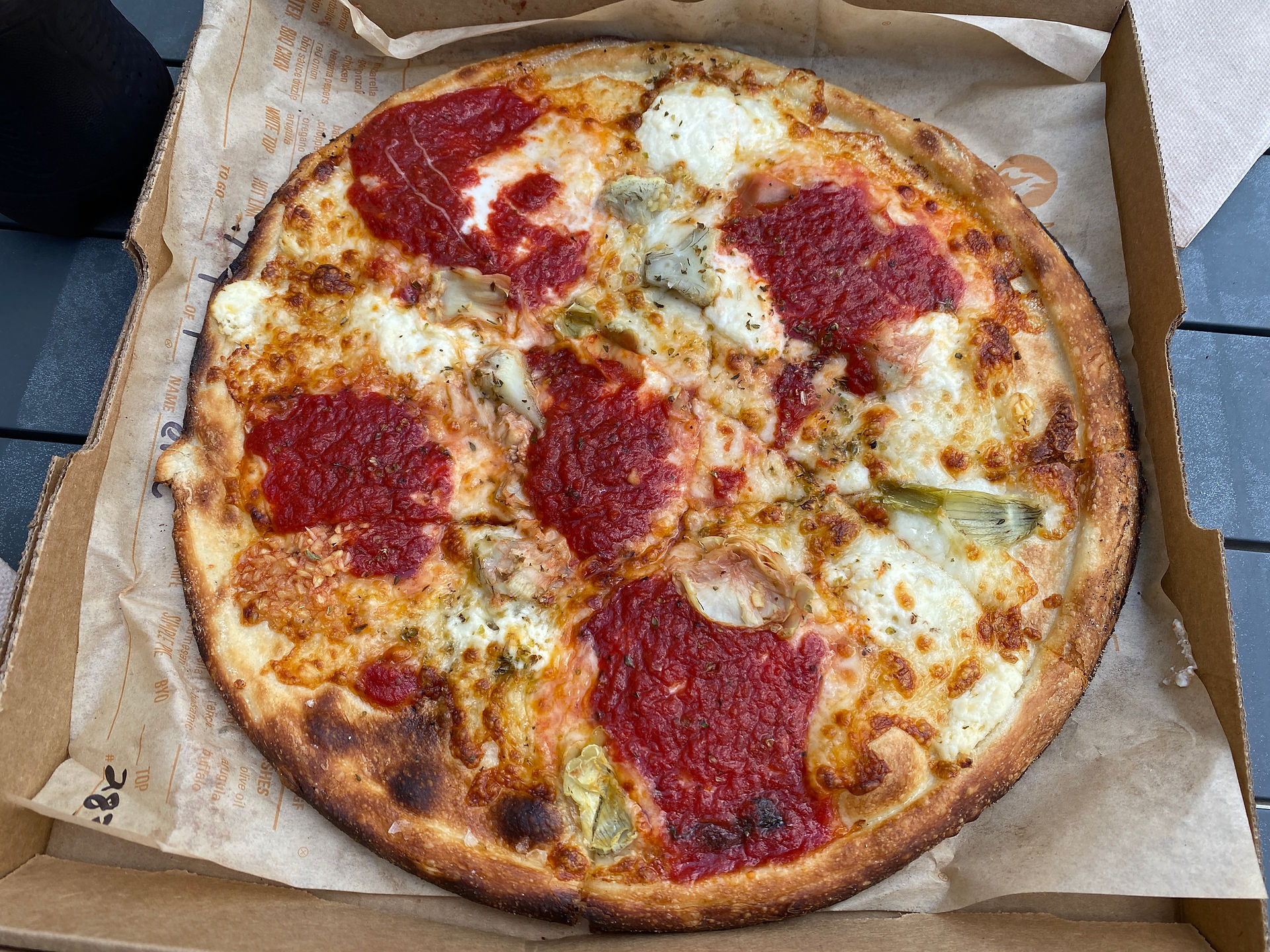 top view of art lover pizza from blaze
