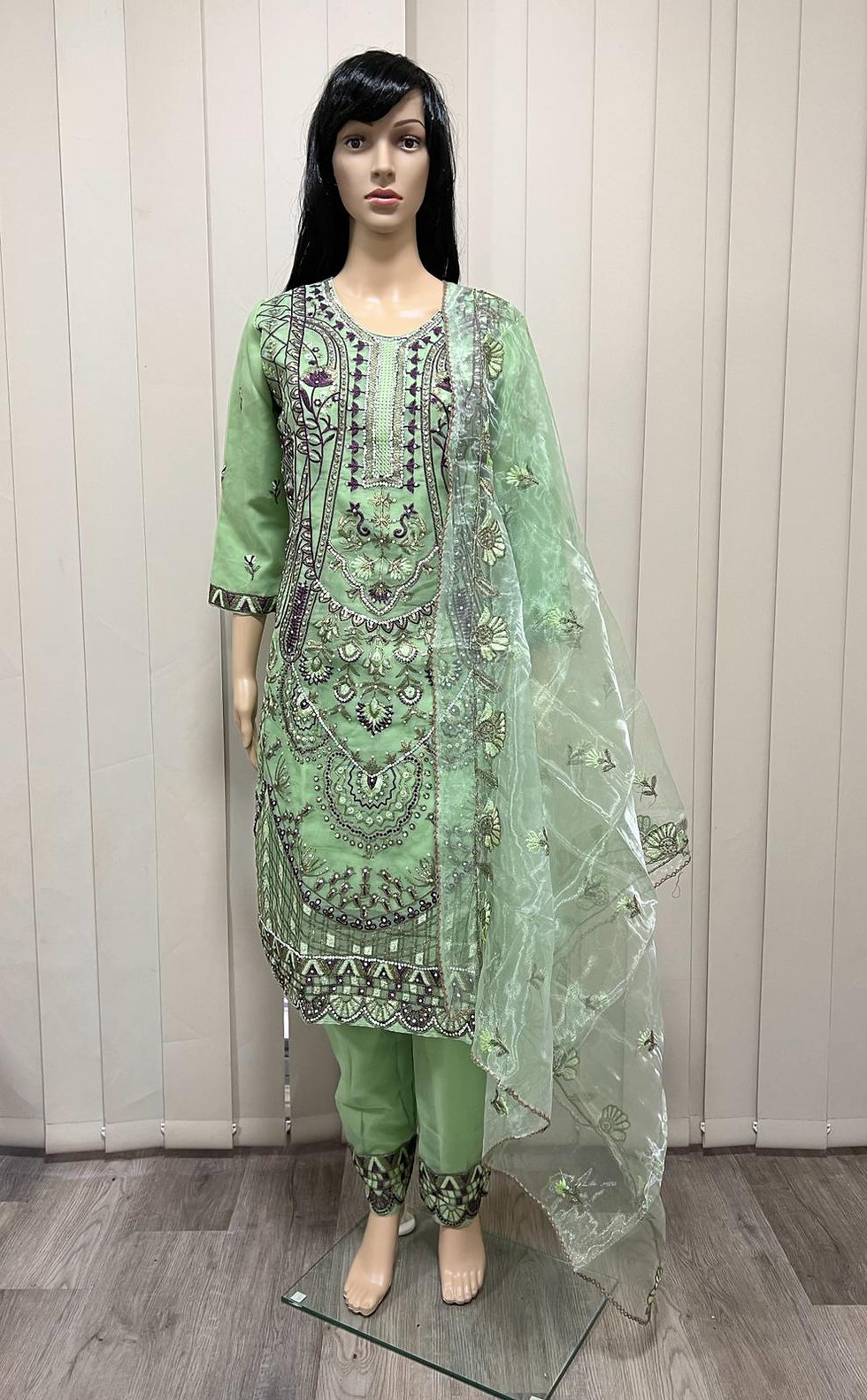 Thumbnail: Organza Salwar Kameez: 3 pieces (fully stitched).