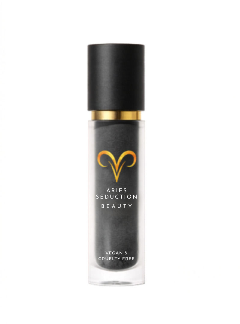 Noir Obsession charcoal black liquid matte lipstick with gold finish and black cap