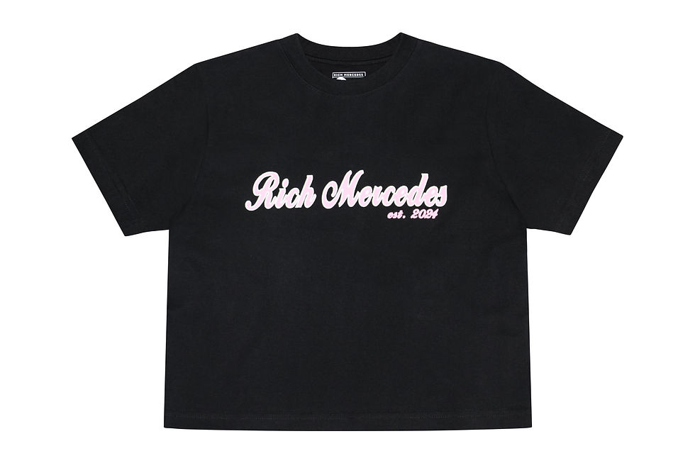 Signature Screen Print Crop Tee- Pink Front