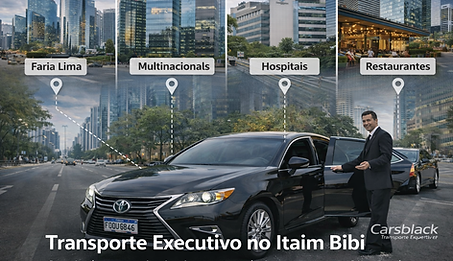 Executive transportation in Itaim Bibi, São Paulo, with a professional driver and high-end car.