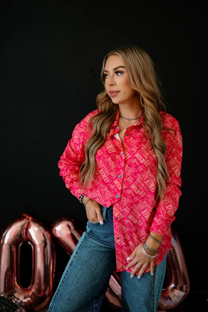 The Possee Pink Button Up Top