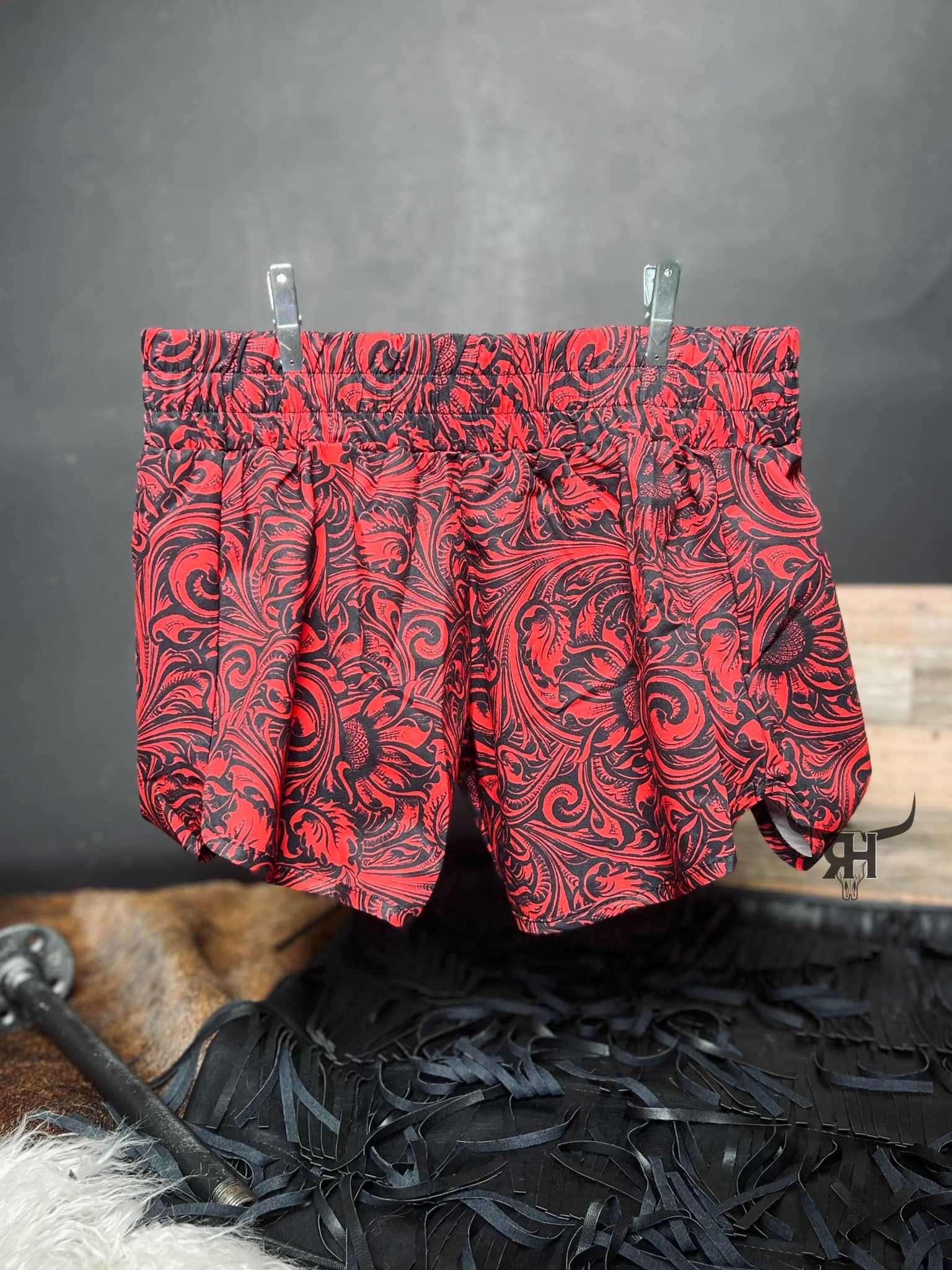 Sheridan Tooled Leather Print Shorts *Red