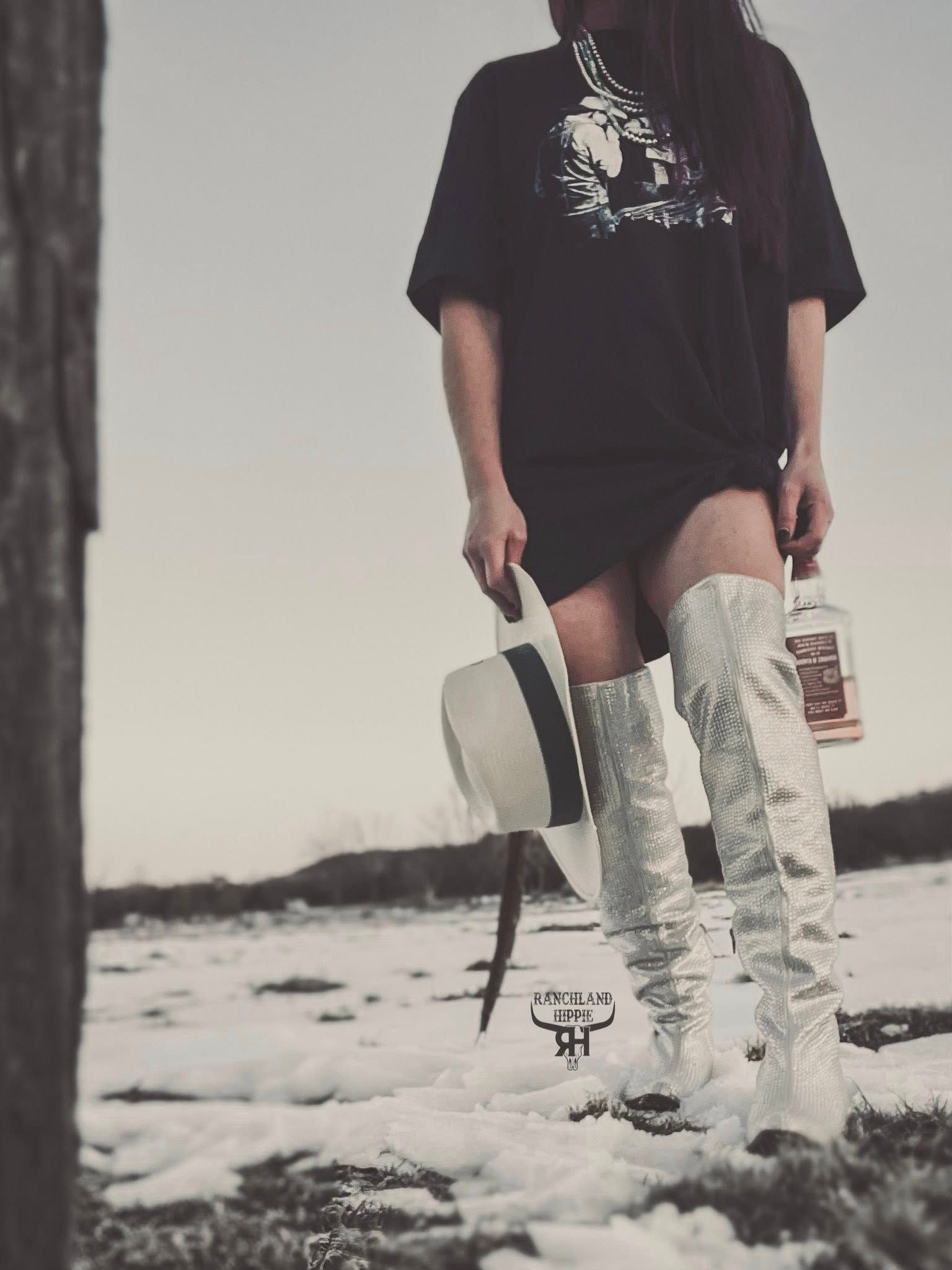 Vegas Vibes Sparkle Knee High Boots