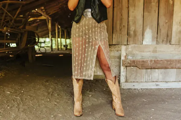 Thumbnail: Southern Draw Western Lace Skirt * Bone