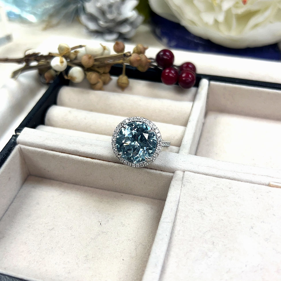 Thumbnail: 18K White Gold Aquamarine & Diamond Ring