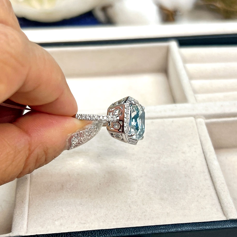 Thumbnail: 18K White Gold Aquamarine & Diamond Ring