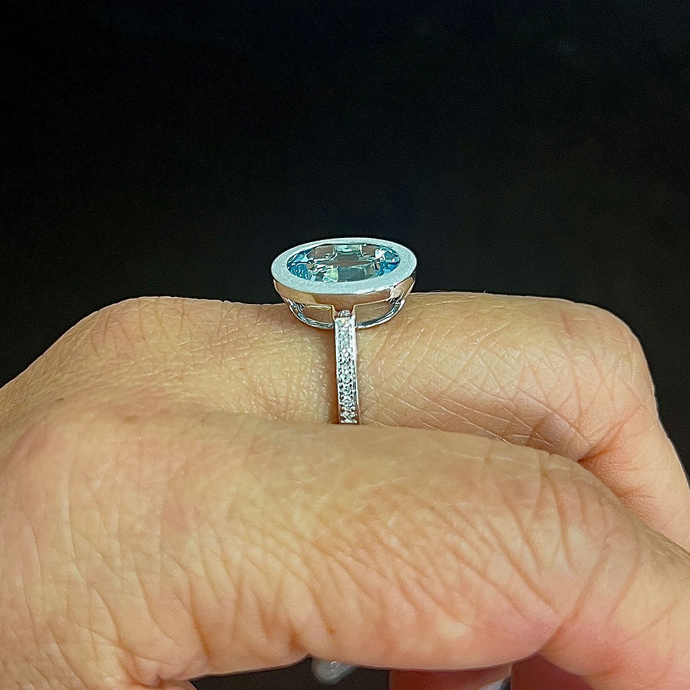 Thumbnail: 14K White Gold Aquamarine & Diamond Ring