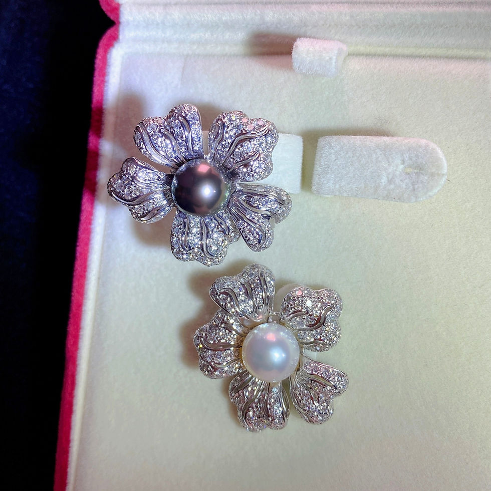 Thumbnail: Tahitian & South Sea Pearl Diamond Brooch Set (ABr002&003-P)