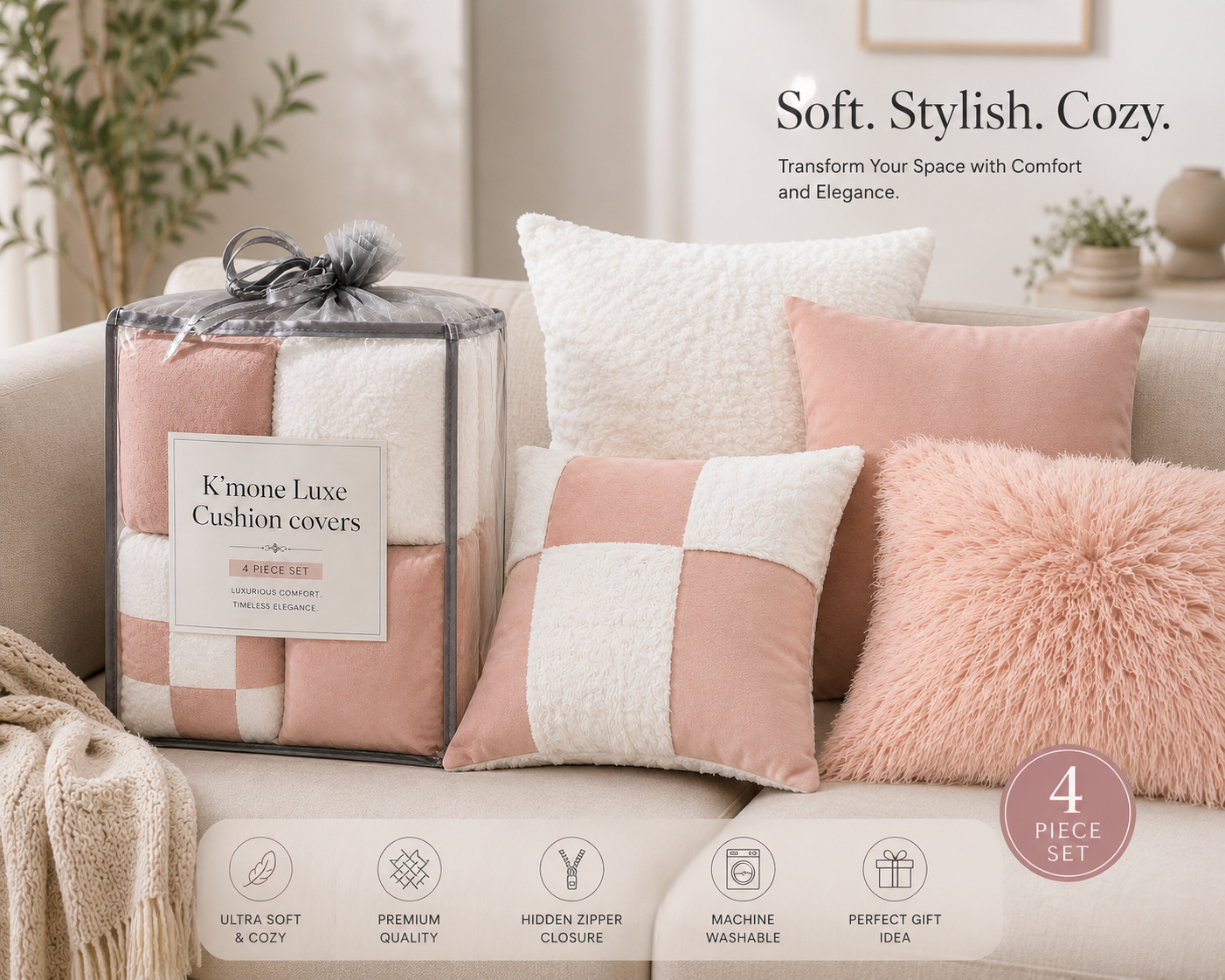 Pink Combination Pillow Cover Set