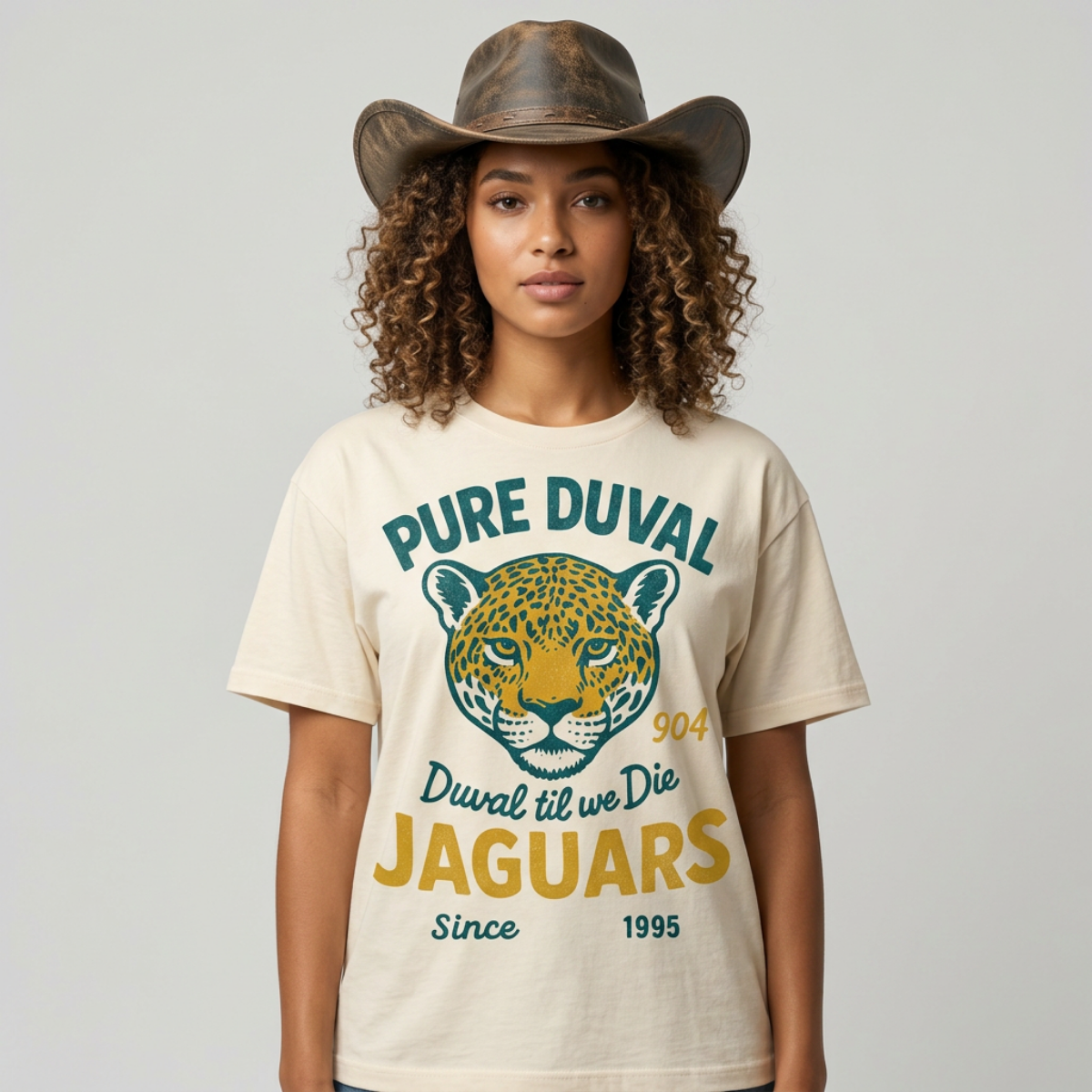 Pure Duval Jaguars Curve Tee - Cream