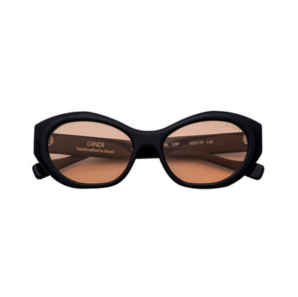 Óculos de sol Nara em acetato preto com lentes cosméticas laranja