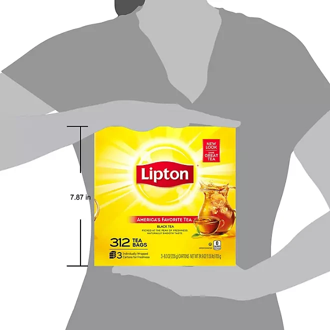 Thumbnail: Lipton Black Tea Bags, Hot or Iced tea bags individually wrapped, 312 Total Coun