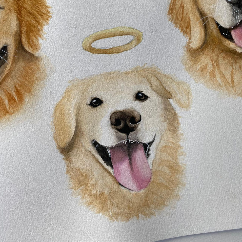 Arte personalizada de cachorro, golden retriever em aquarela, arte em aquarela feita sob encomenda