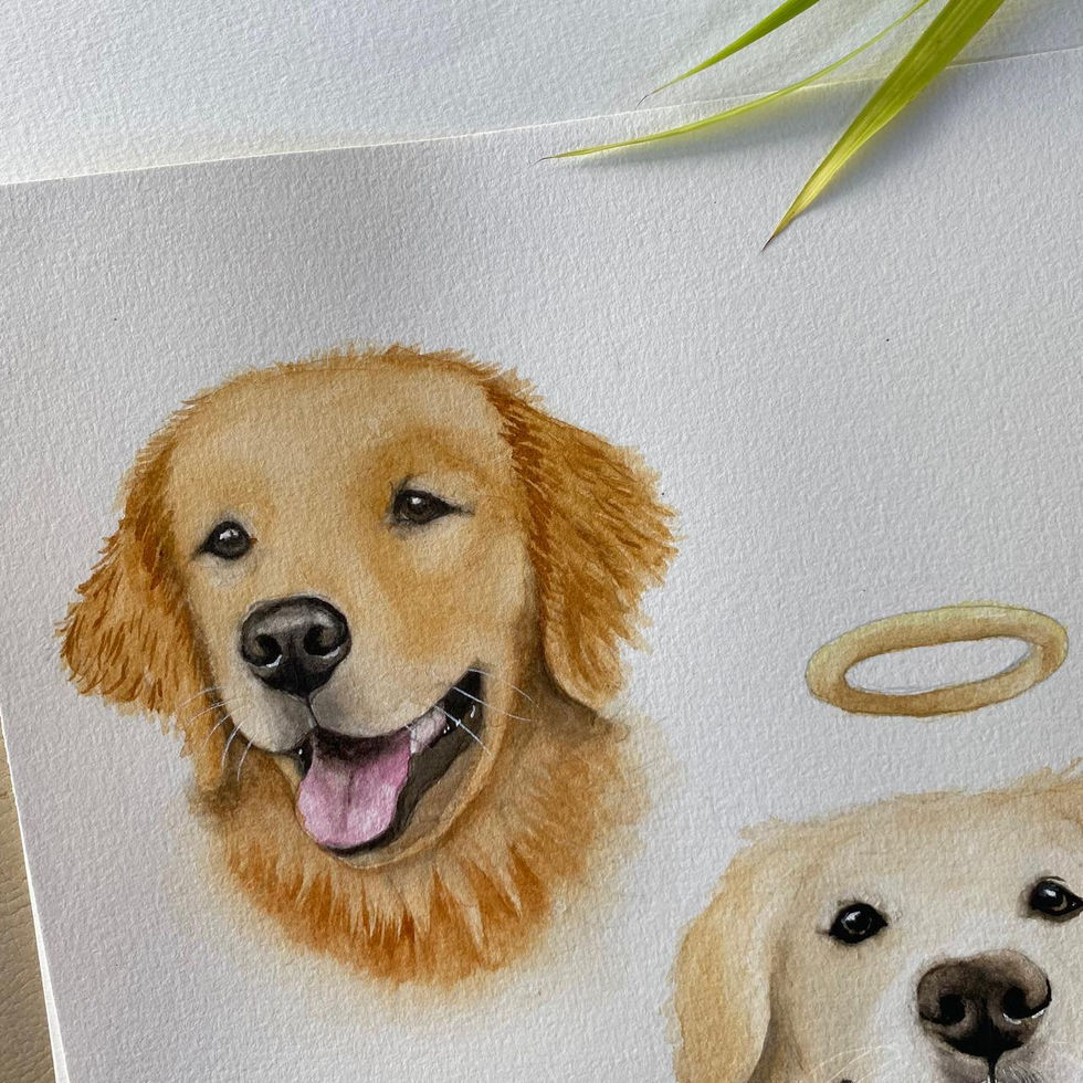 Arte personalizada de cachorro, golden retriever em aquarela, arte em aquarela feita sob encomenda