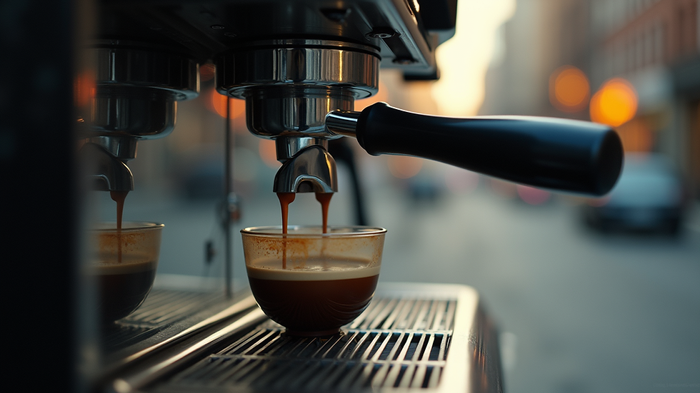 Vue en plongée d'une machine à espresso avec une dosette Kimbo Pompei insérée