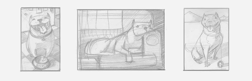 sketchbook art , drawings, character designs, storyboards, dogs by jason toney