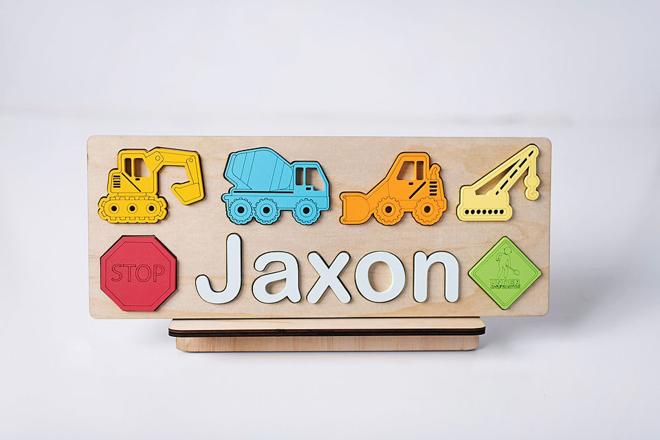 Construction Wooden Name Puzzle