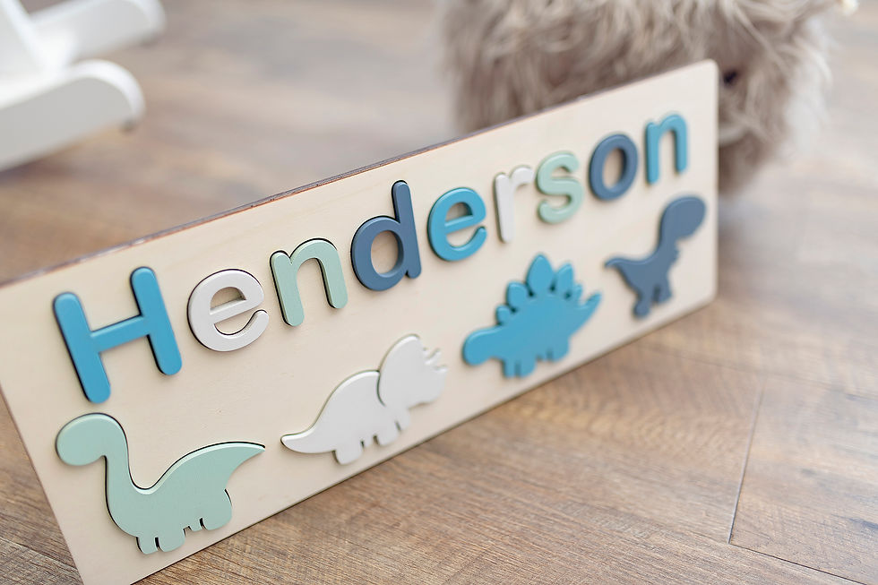 Thumbnail: Dinosaur Personalized Wooden Name Puzzle