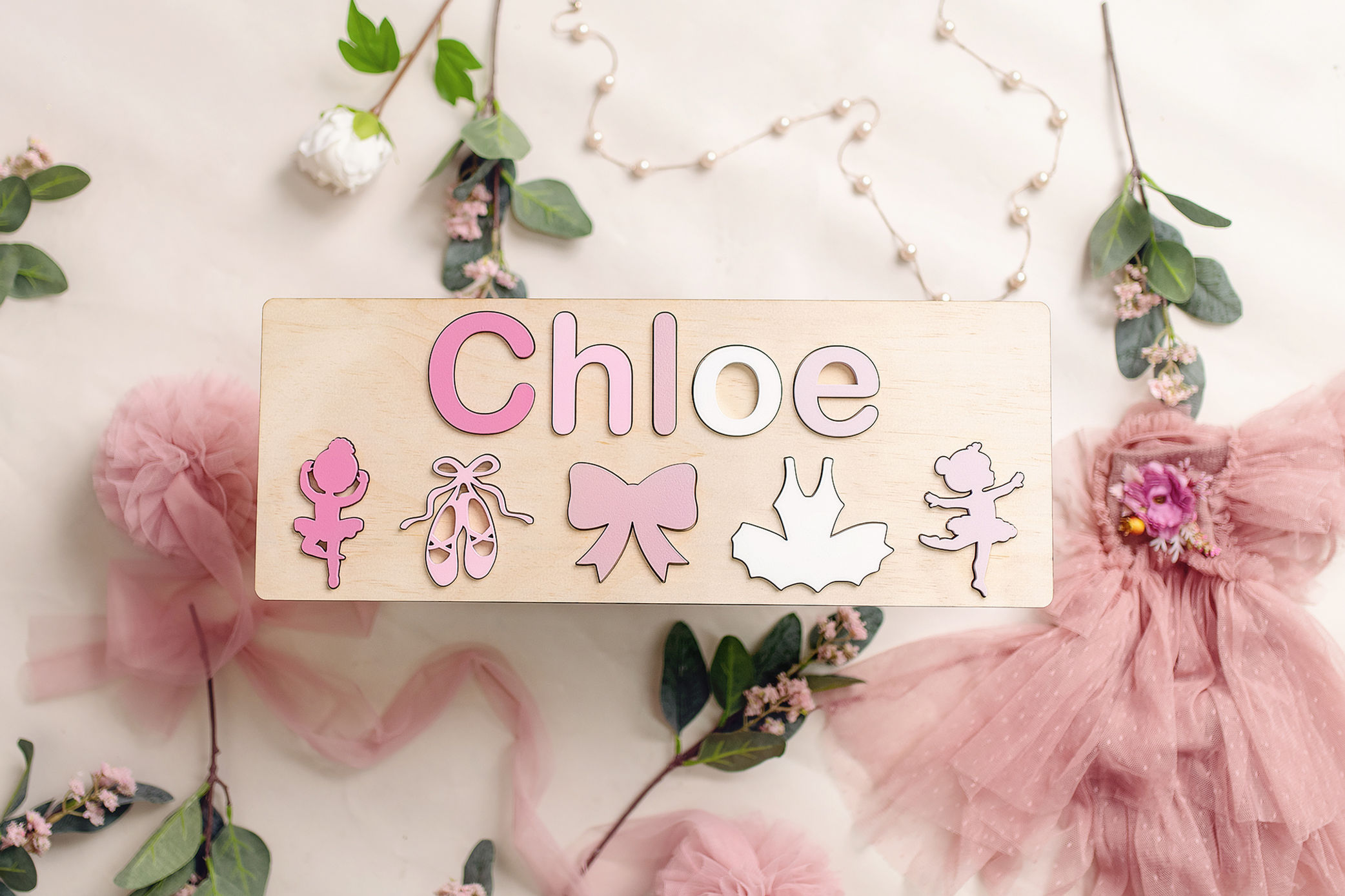 Pink Ballerina Personalised Name Puzzle