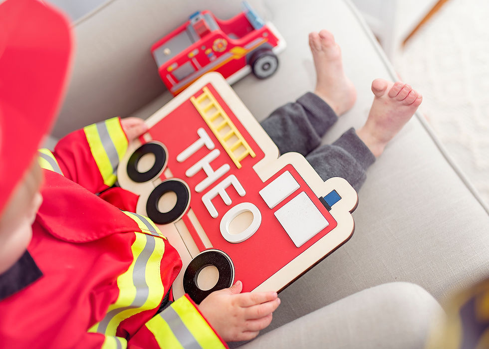 Thumbnail: Fire Truck Personalized Wooden Name Puzzle
