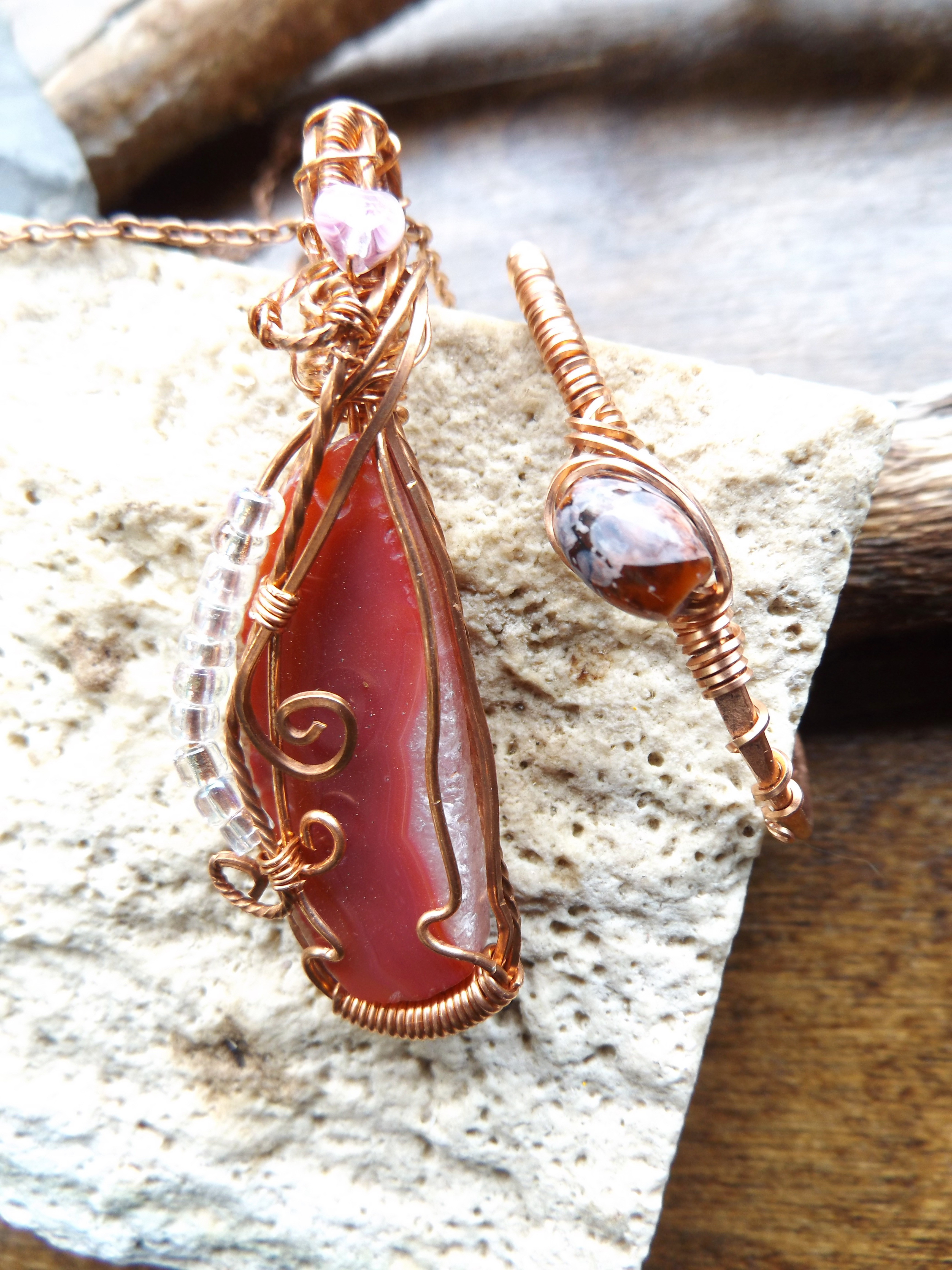 #50 Pink quartz in Copper with matching bangle