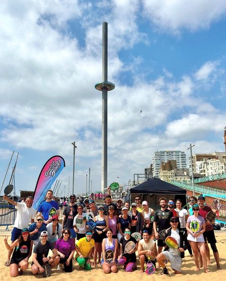group of beach tennis players during Brighton vice 2025 beach tennis tournament