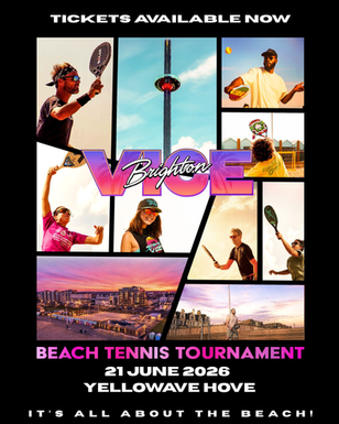 Brighton vice 2026 beach tennis tournament poster 21 June 2026 Yellowave hove