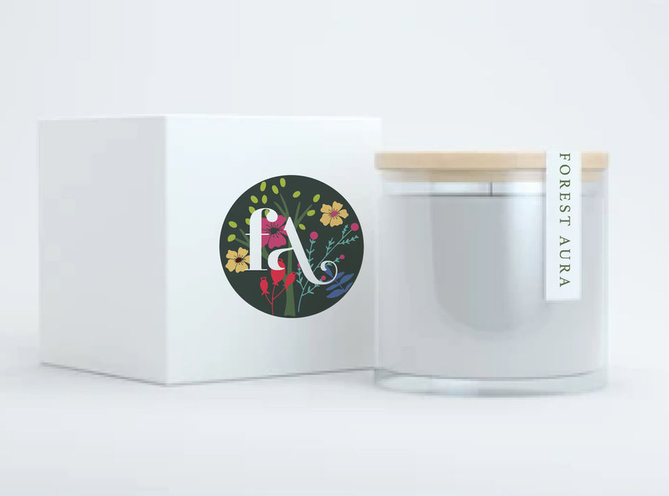 Candle in glass jar with logo
