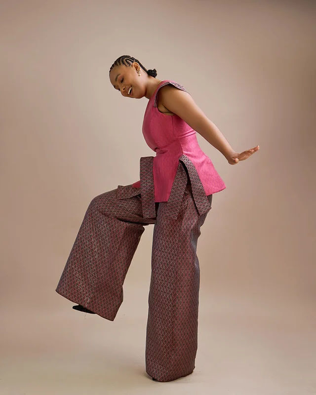 2 Piece Damask x Aso Oke Fringe Pant
