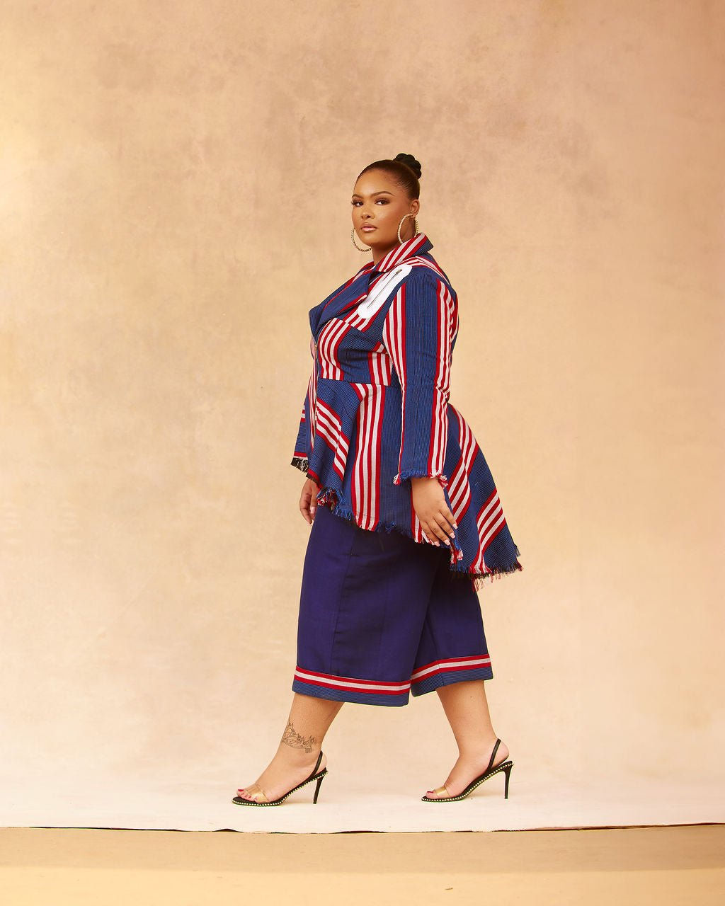 Adeola Aso Oke Peplum Biker Jacket Set