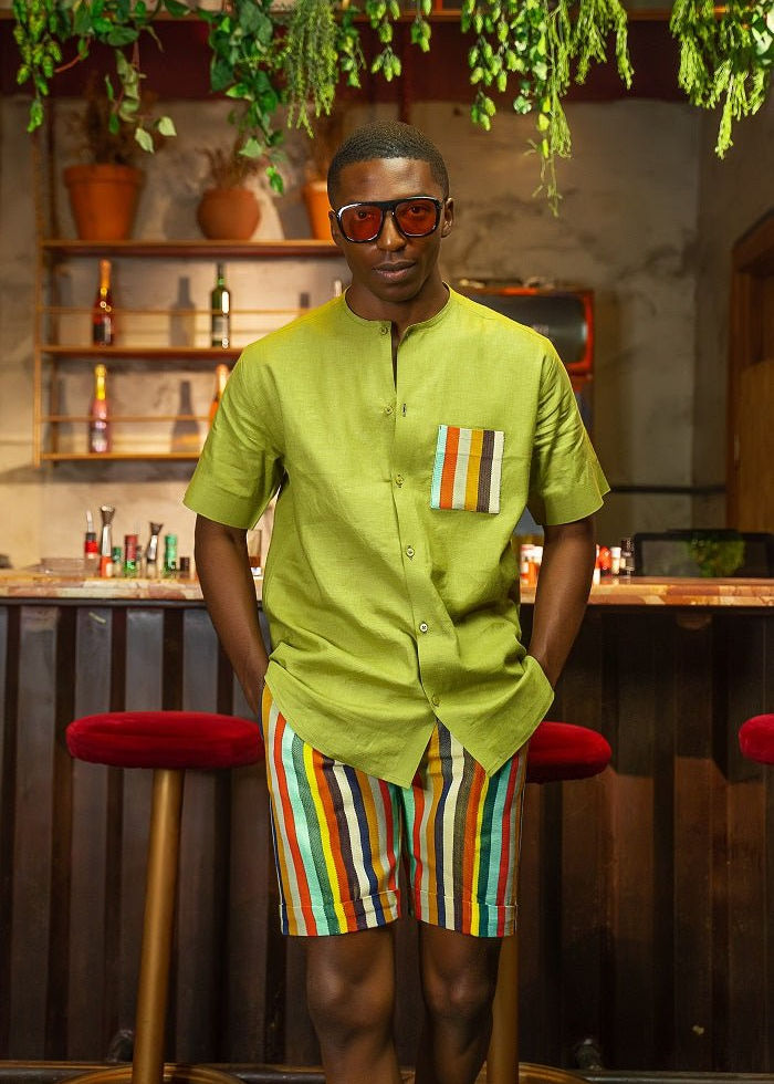 Africana Essence Shirt and Aso Oke Short Set