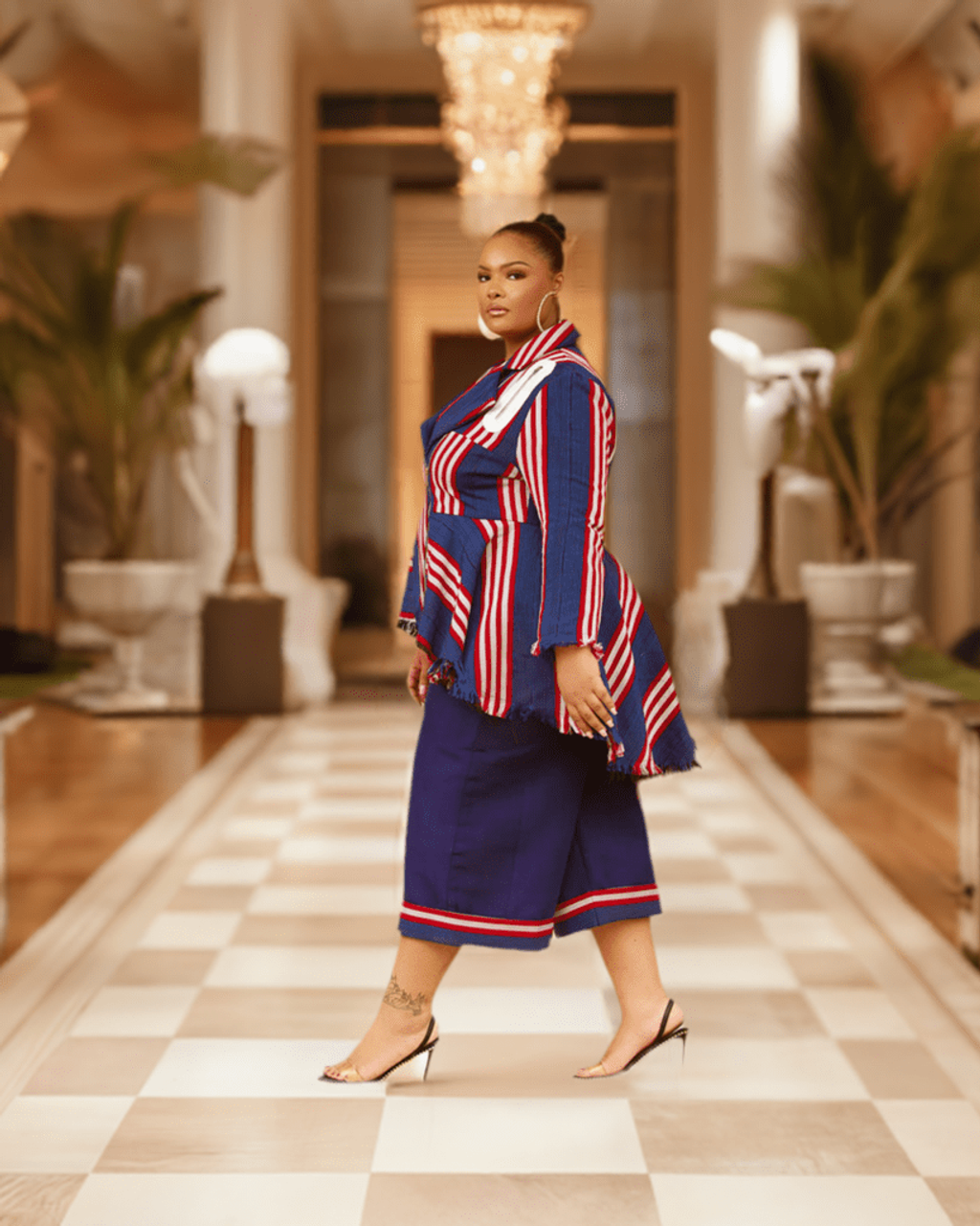 Adeola Aso Oke Peplum Biker Jacket Set