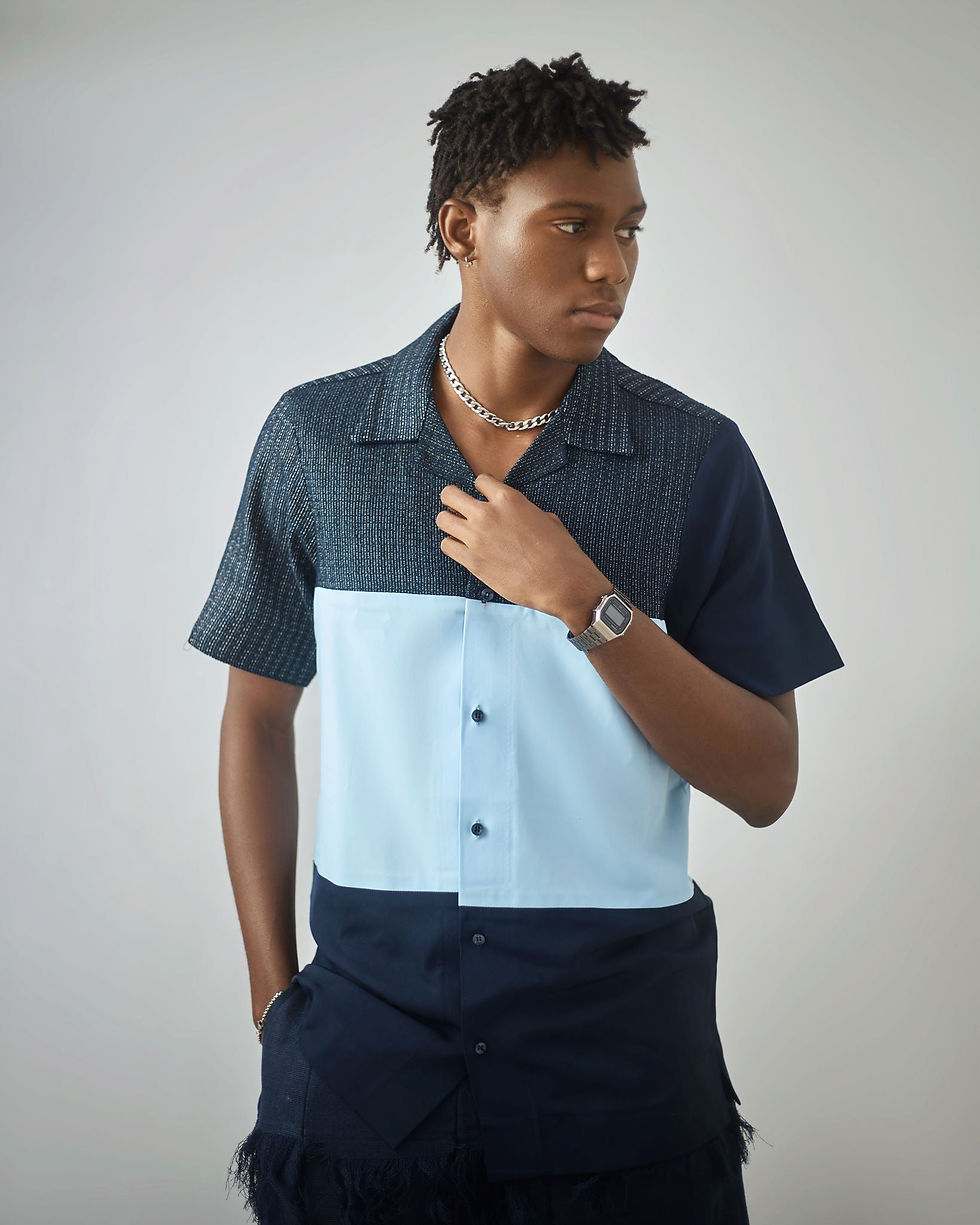 Thumbnail: Short Sleeve Shirt x Wide Leg Fringe Pant