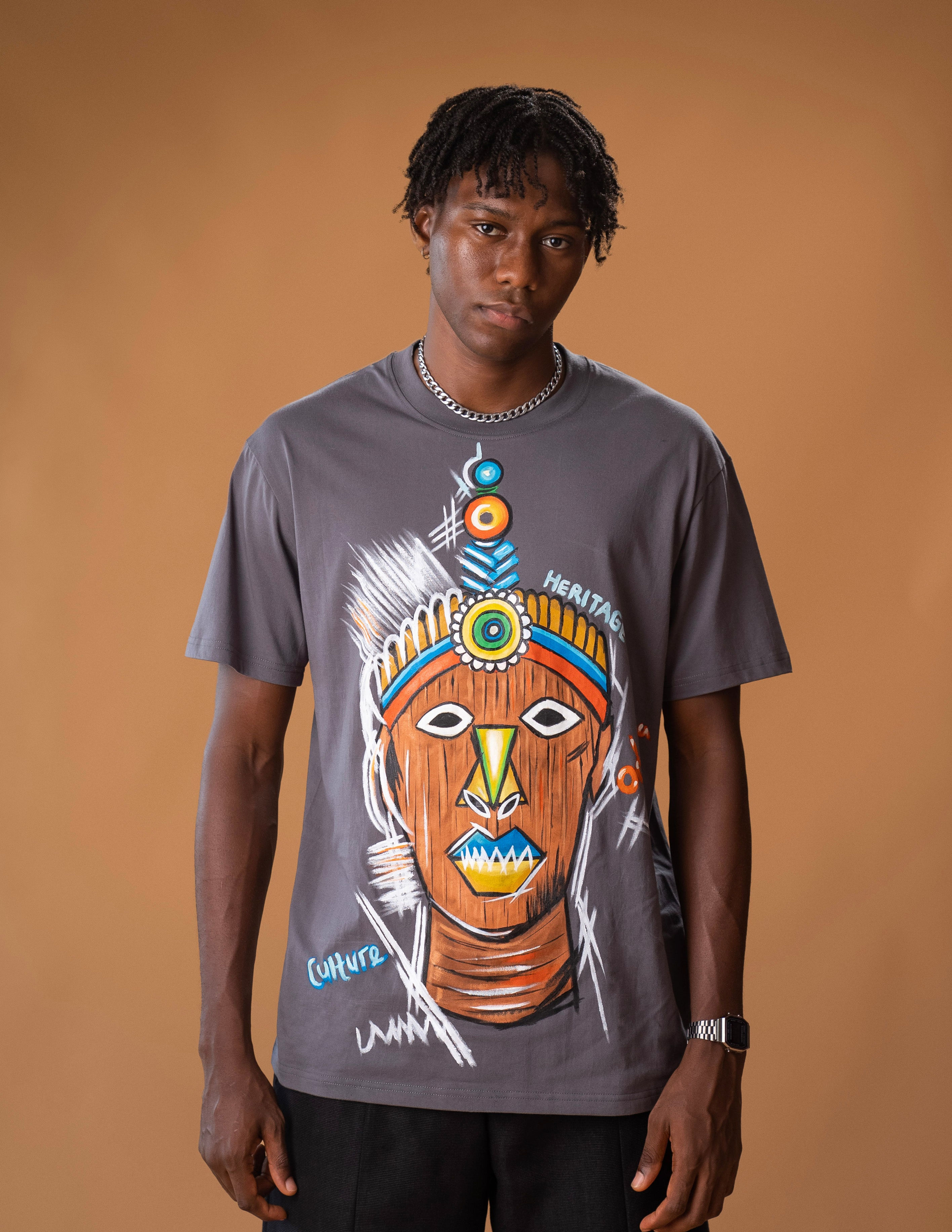 Relaxed fit T-shirt ft Hand Painted Africa inspired Art