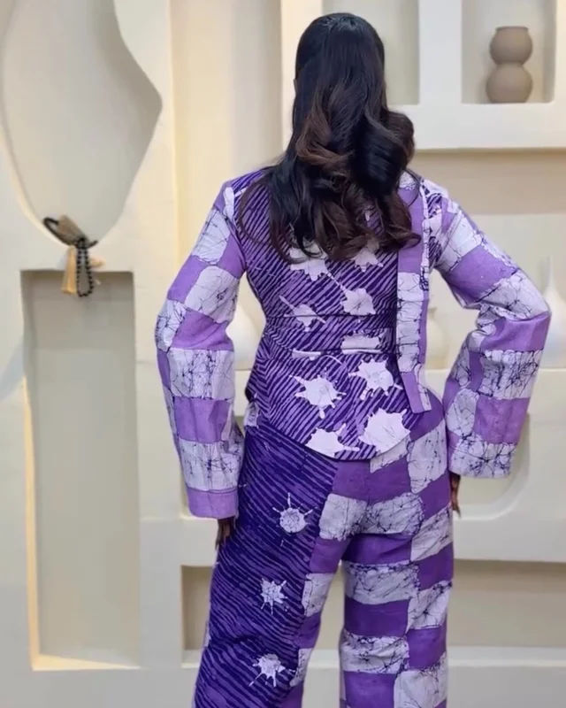 Ada Adire Trouser Set (Purple)