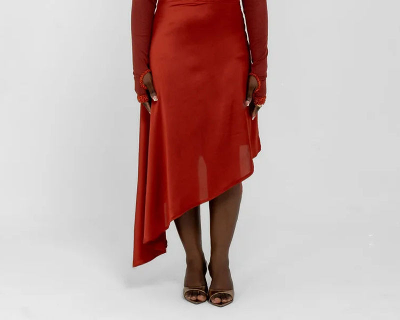 Ziha Asymmetric Skirt: Flowy Wrap-Style Skirt with Modern Angle and Effortless F