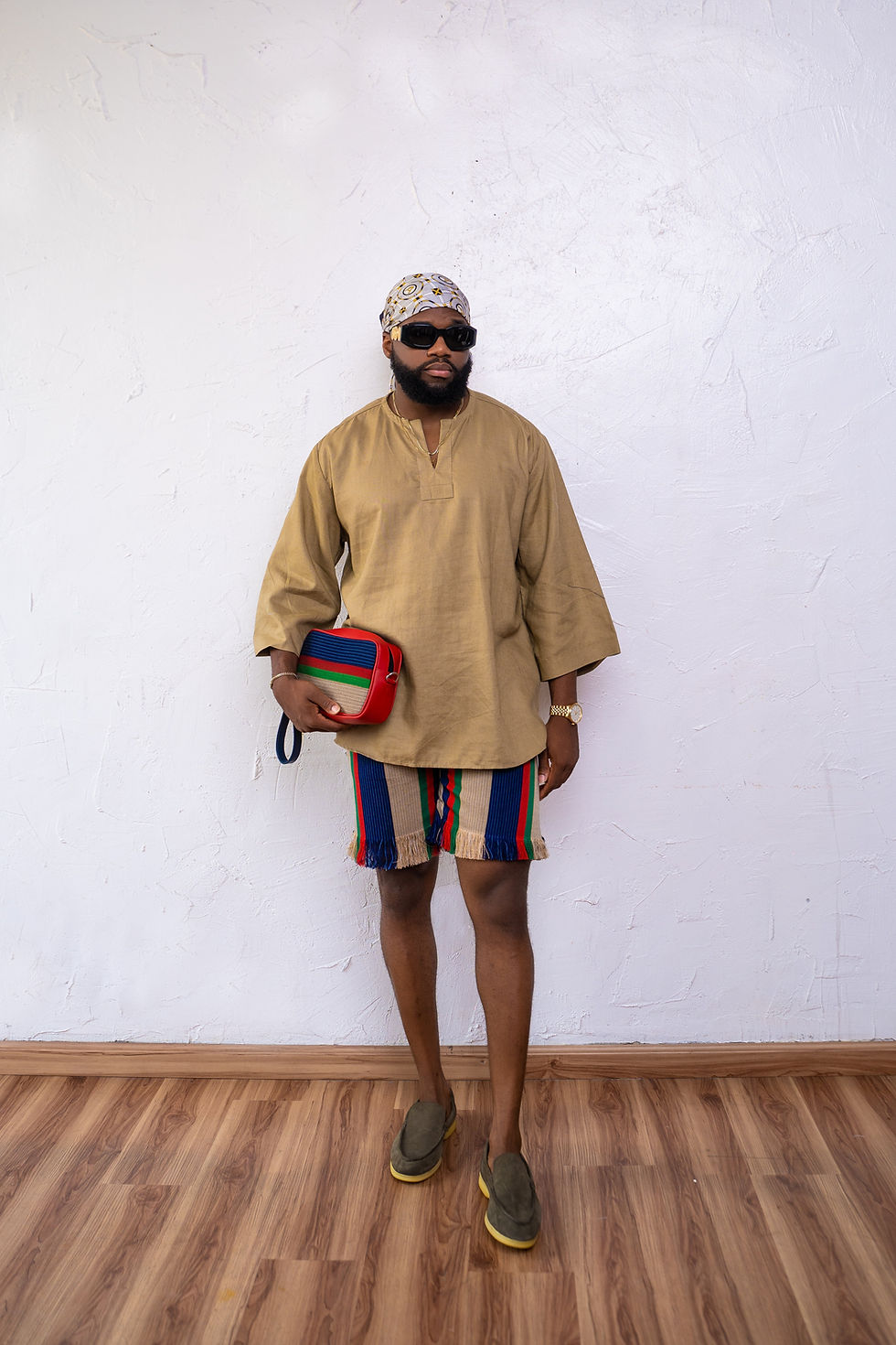 Thumbnail: Men's Oversize Linen Top, Short and Bag Set