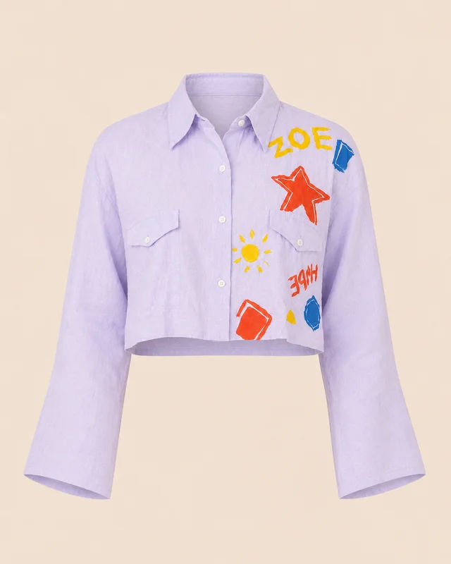 Hand Painted Linen Crop Top