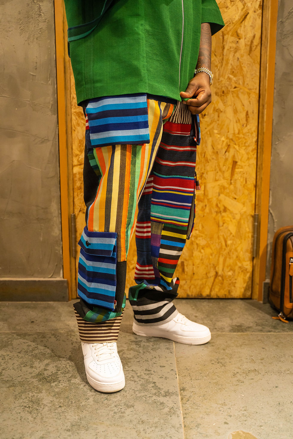 Thumbnail: Jeje Aso-oke Jacket and Patch Pant Set