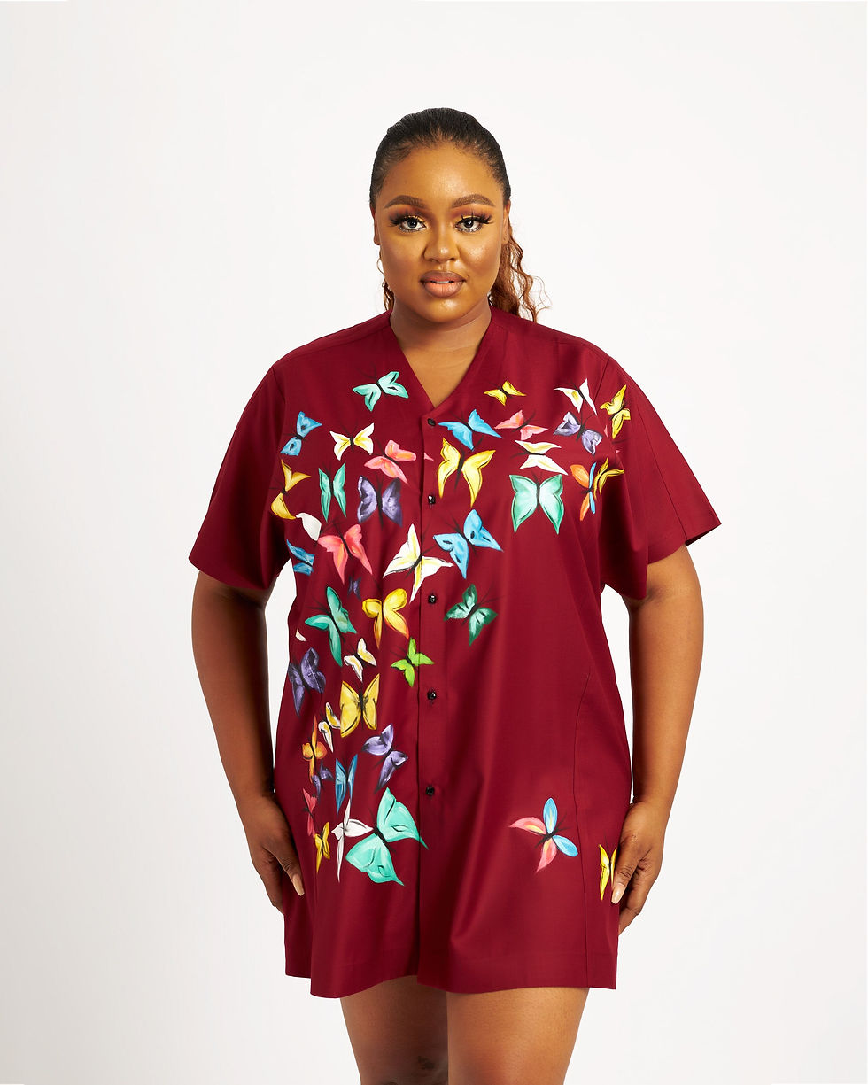 Hand-painted Adjua Dress - Butterflies