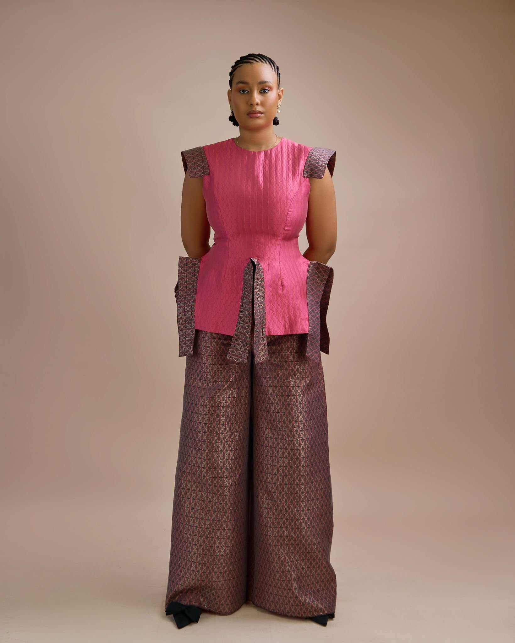 2 Piece Damask x Aso Oke Fringe Pant
