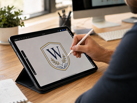 Logo design on an ipad with Apple pencil