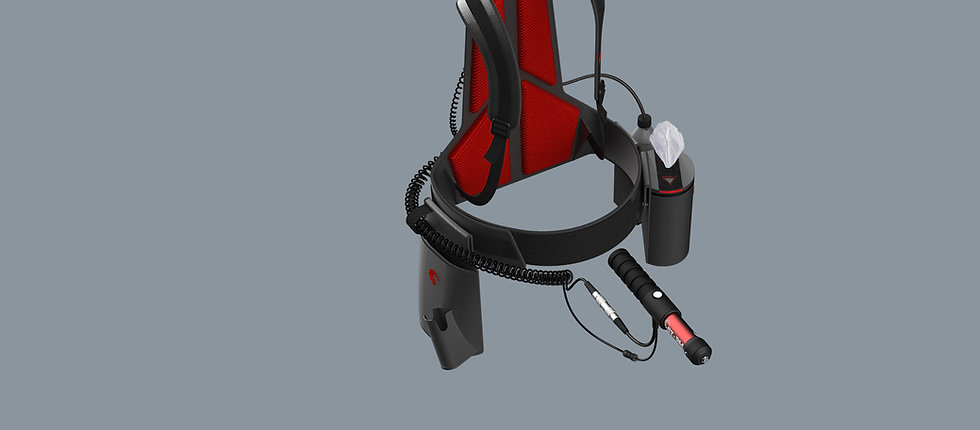 MotorScrubber backpack with M-Wipes attached