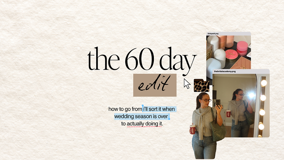 60 Day Bridal Edit challenge graphic for bridal makeup artists