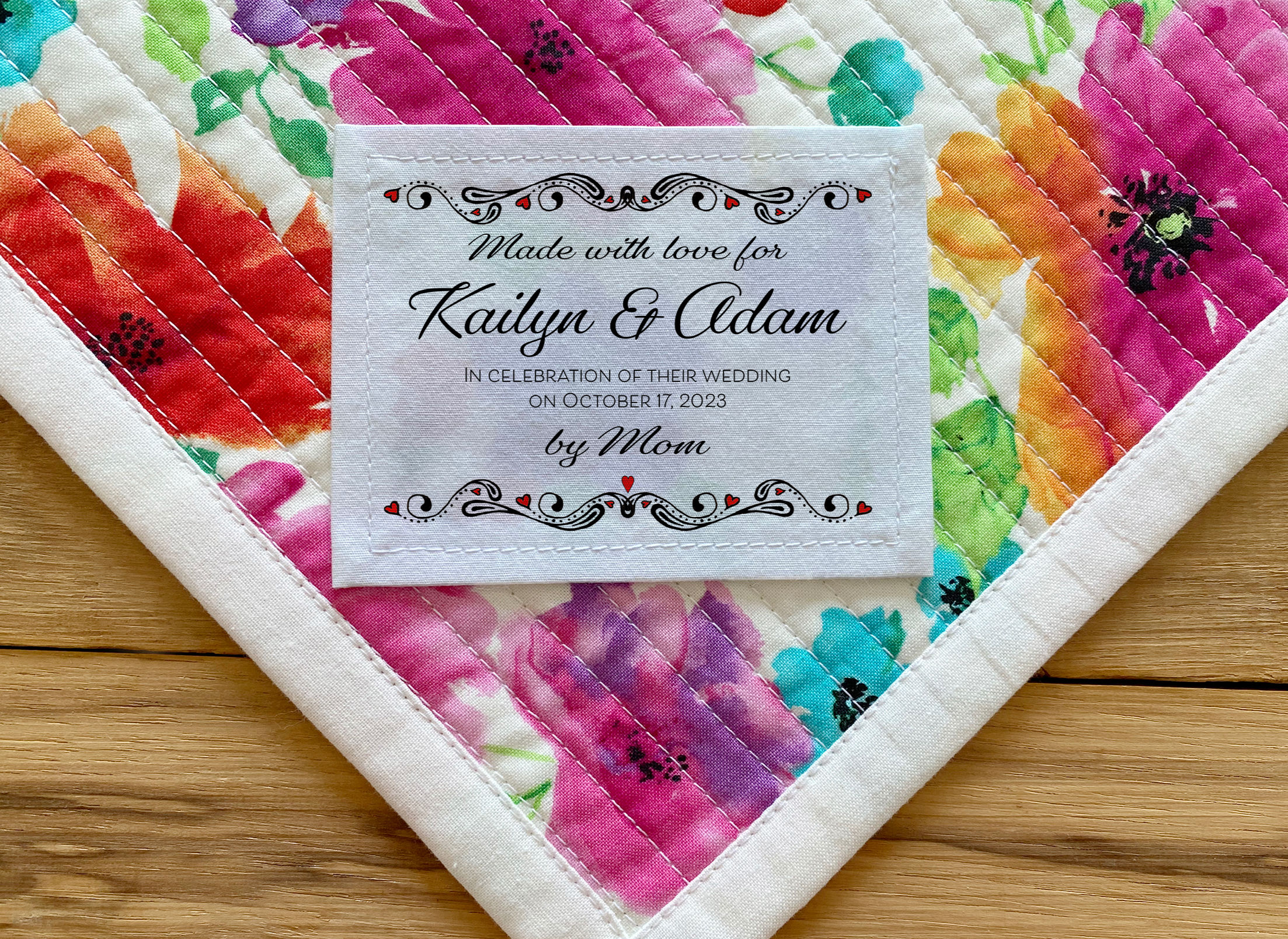 Wedding Quilt Fabric Label