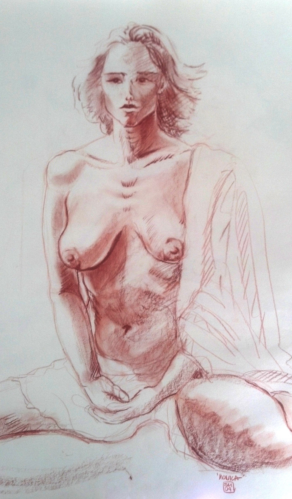 girl sitted sanguine from life